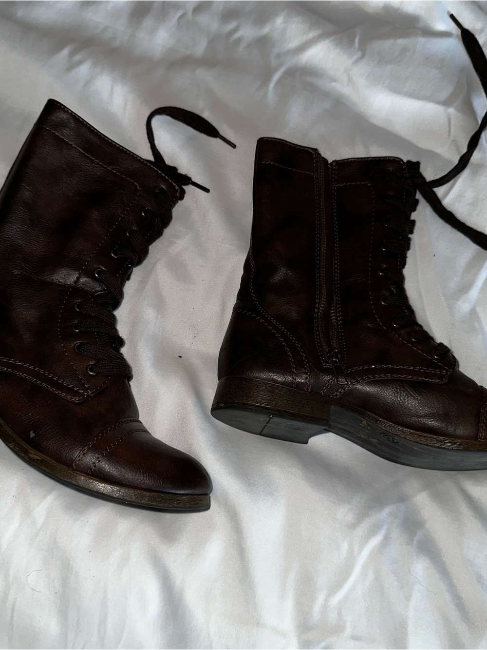 Brown Zip Up Combat Boots
